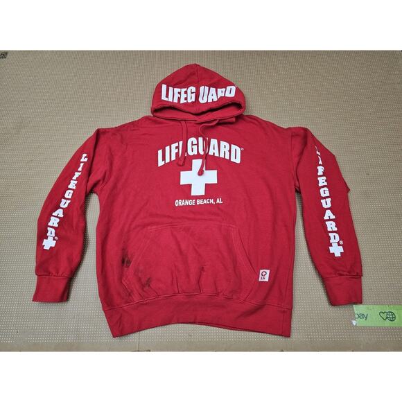 Officially Licensed Lifeguard Hoodie . St. Augustine Beach Sz XL. Red With Logos - Picture 1 of 12